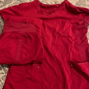 Healing hands Purple label Scrubs. MT bottom,L top